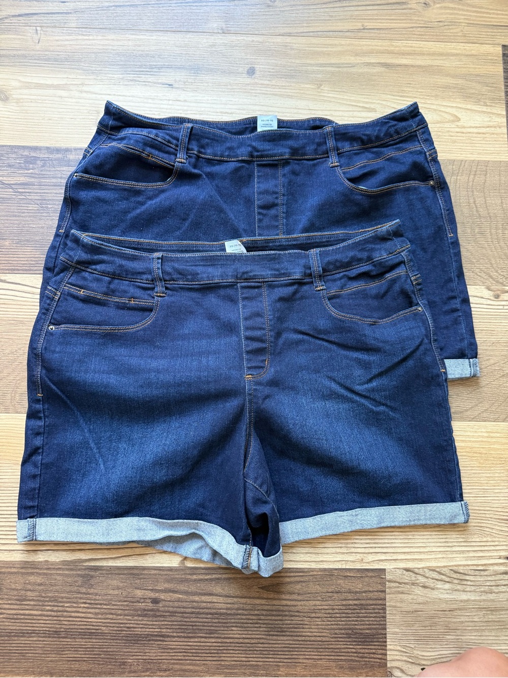 Bundle Time and Tru Womens Dark Blue Denim Roll-Cuff Shorts Beach Vacation